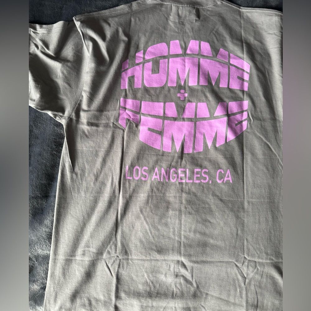 HOMME + FEMME LA Gray Pink Graphic Tee XL NWT Rare Designer Streetwear - Picture 8 of 8